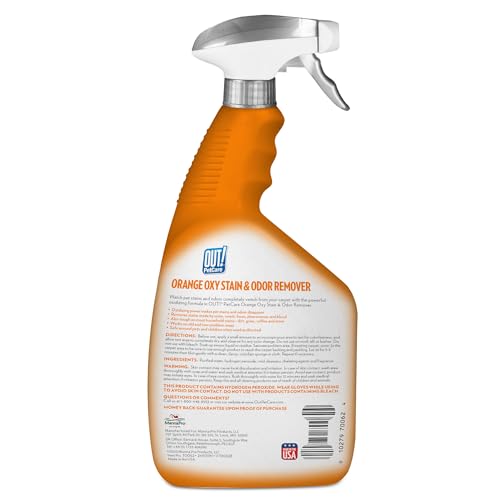 OUT! PetCare Complete Oxy Stain Remover, Oxy Orange Spray, Pet Stain and Odor Eliminator, Carpet Cleaner, Dog Urine Remover and Pet Odor Neutralizer, Upholstery Cleaner, 32 fl oz