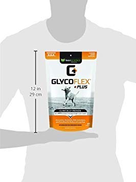 VetriScience GlycoFlex Ultimate Strength Healthy Hip & Joint Glucosamine Supplements for Dogs, with MSM, Chondroitin & Green-Lipped Mussel, Soft Chews, Duck, 60 Count - New Look