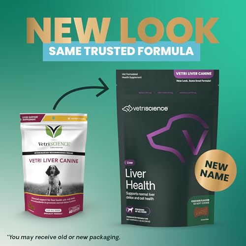 VetriScience Liver Health Chews with Milk Thistle, Vetri Liver Detox Supplement for Dogs, Turmeric and Artichoke Leaf for Liver Support and Detoxification, Chicken, 60 Count