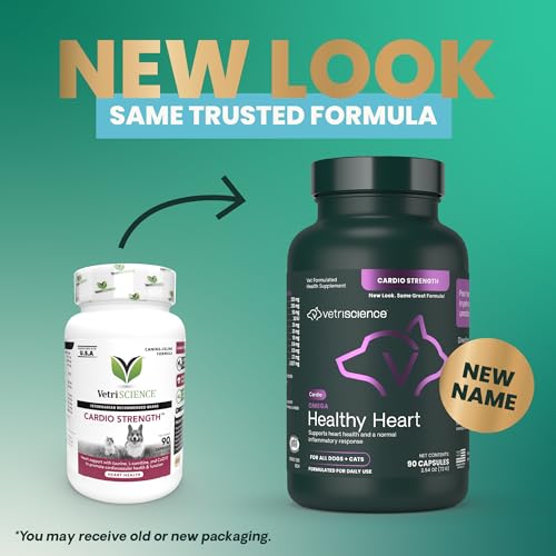 VetriScience Omega Healthy Heart Easy-Open Capsules, Cardio Strength Taurine and Omega-3 Supplement for Dogs & Cats, Heart Support Supplement, 90 Count