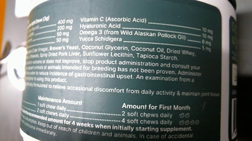 Wuffes Advanced Dog Hip and Joint Supplement with Glucosamine, Chondroitin, Omega 3, MSM, and Green Lipped Mussel, 60 Pork Flavored Chews for Small and Medium Dog Breeds