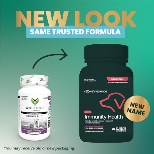 VetriScience Immunity Health Easy-Open Capsules, 23 Antioxidants for Cell Advance, Immune Plus Supplement for Medium to Large Breed Dogs, Immune and Allergy Support, 120 Count