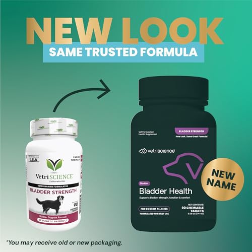 VetriScience Bladder Health Smoke Flavored Chewable Tablets, Bladder Strength & Urinary Tract Supplement for Dogs, for Leakage and Overactive Bladders, 90 Count