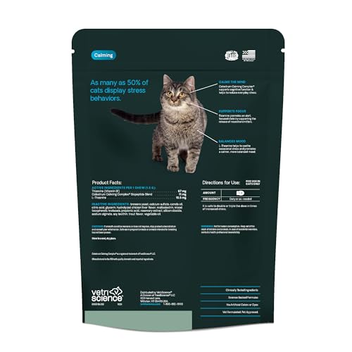 VetriScience Calm & Confident Chews, Composure Calming and Anxiety Supplement for Cats, Reduce Stress and Fear, Ideal for Travel, Vet, Grooming and Routine Changes, Chicken and Trout, 30 Count