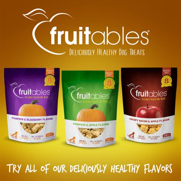Fruitables Baked Dog Treats, Healthy Pumpkin Treat for Dogs, Low Calorie & Delicious, Free of Wheat, Corn and Soy, Made in the USA, Pumpkin and Banana Flavor, 7oz
