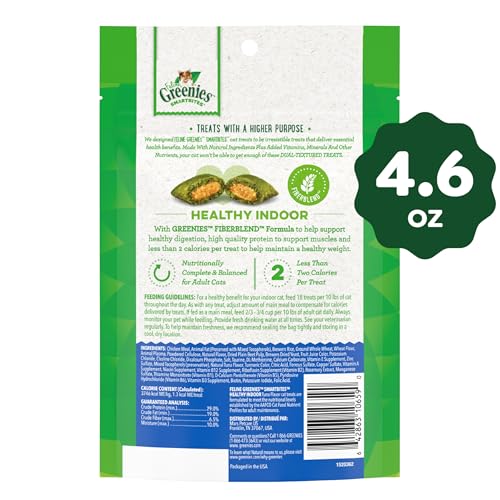 Greenies Feline Smartbites Healthy Indoor Natural Treats for Cats, Tuna Flavor, 4.6 oz. Pouch (Pack of 1)