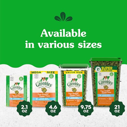 Greenies Feline Adult Dental Cat Treats, Oven Roasted Chicken Flavor, 4.6 oz. Pack