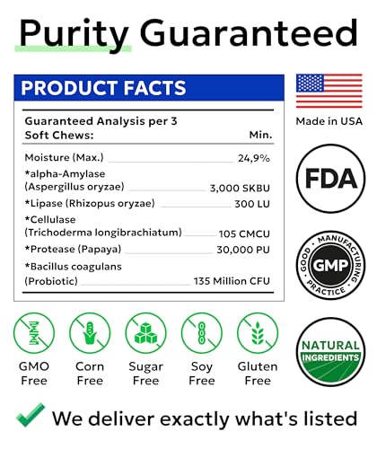 BARK&SPARK Dog Probiotics for Digestive Health w/Enzymes - Diarrhea Gas Treatment Upset Stomach Relief - Allergy & Itchy Skin - Pet Probiotics for Dogs - Digestion Supplement Treat (120Ct Chicken)