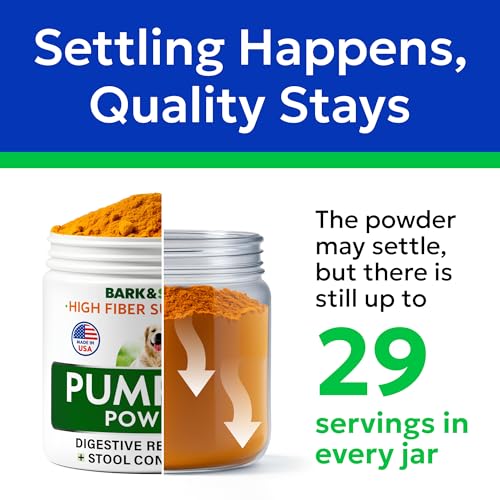 BARK&SPARK Pumpkin Powder for Dogs - 8oz Powdered Fiber Supplement and Stool Softener - Treat Diarrhea, Constipation, Upset Stomach, Food Sensitivity - Improve Digestion - Made in USA