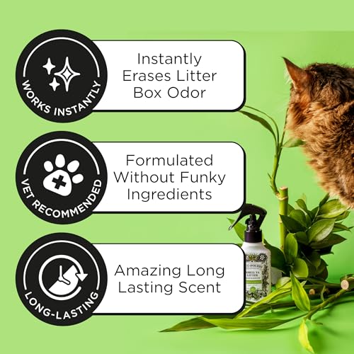 Poo-Pourri Purrfectly Bamboo 3.4oz Cat & Home Deodorizer Spray – Cat & Dog Odor Remover – Plant Based Ingredients – Vet Recommended – Great for Air, Carpet, Litter Box, Pee, Urine & Strong Pet Odors