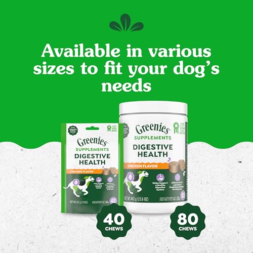 Greenies Supplements Digestive Health Probiotics for Dogs Chicken Flavor, 7.8 oz. Pouch of 40 ct.