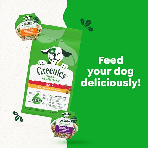 Greenies Smart Topper High Protein Wet Mix-in for Dogs, Chicken, Peas, Apples, and Brown Rice Recipe & Duck, Broccoli, Carrots and Barley Recipe Variety Pack with Whole Grains, 8 Trays of 2oz.