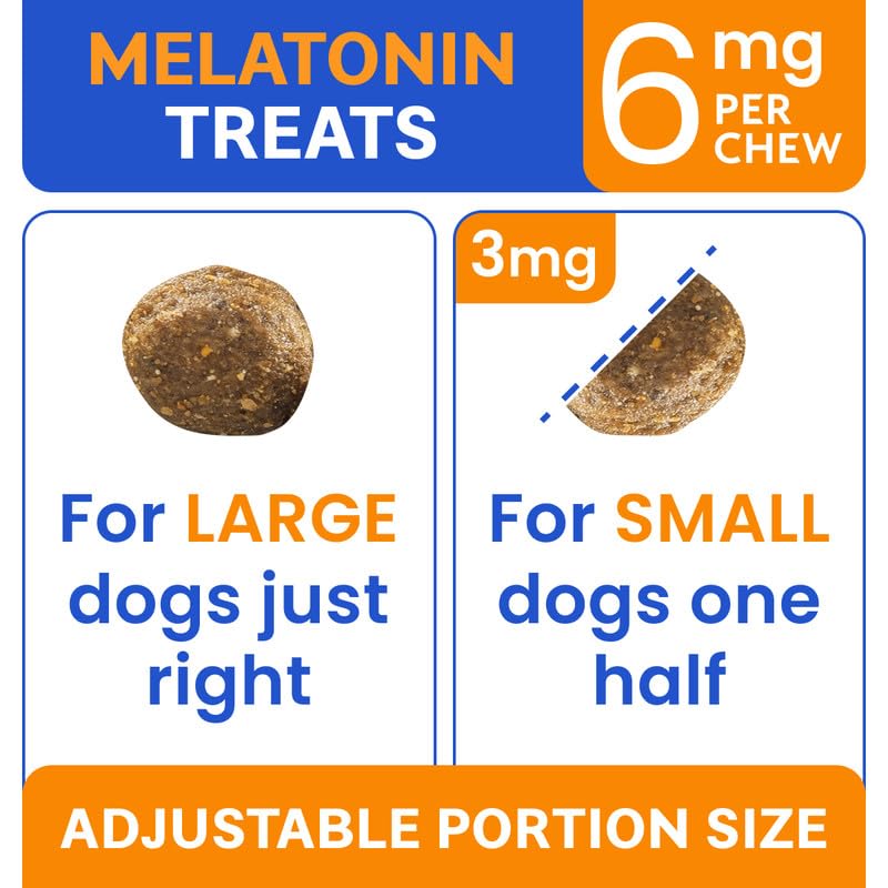 (Extra Strength) Calming Melatonin for Dogs Sleep - 6mg Dog Melatonin Chews for Small & Large Dogs, Puppy Melatonin Treats - Calming Aid for Dogs - Medium Doggie Sleeping Pills - 120 Treats