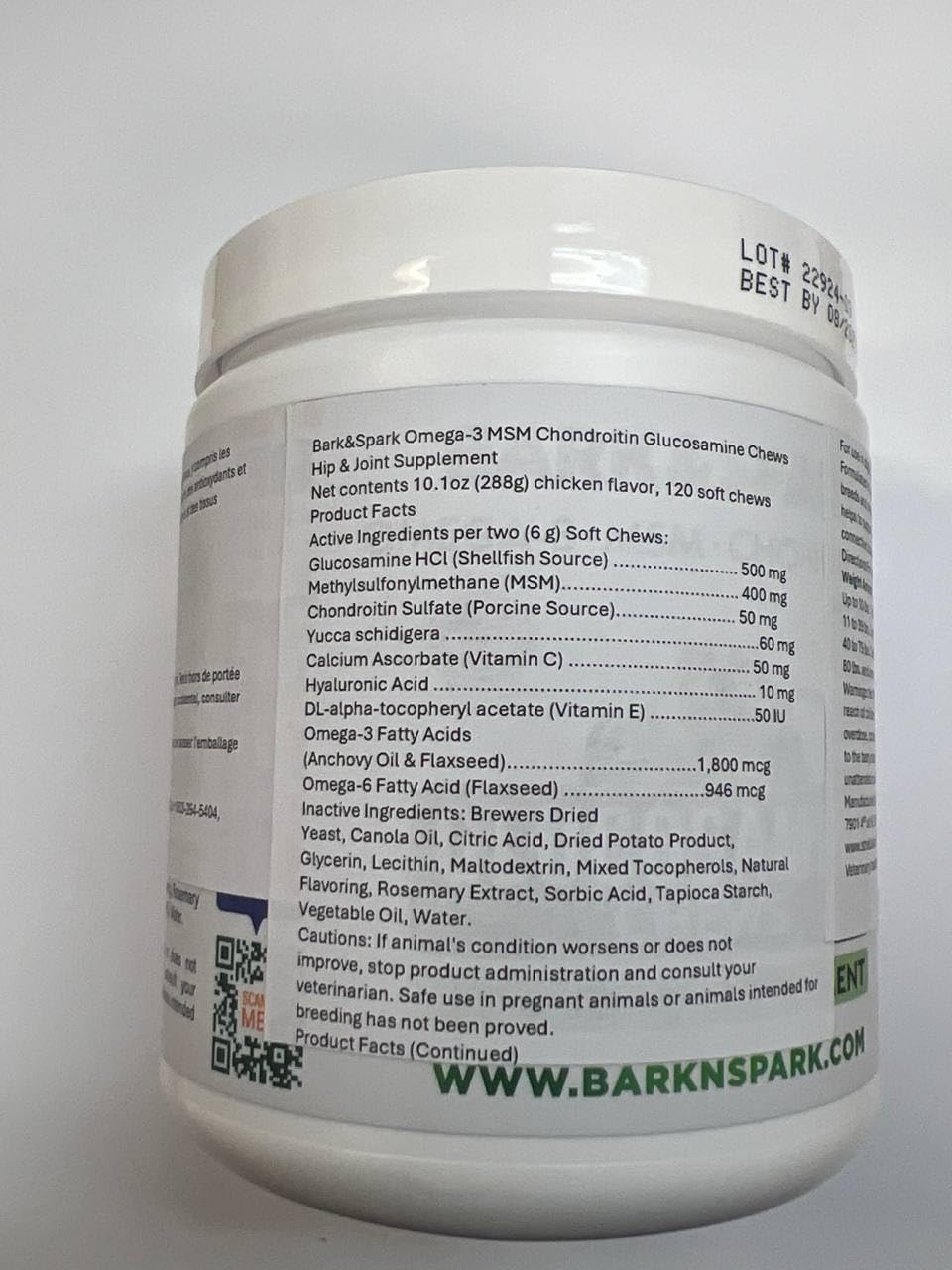 Bark&Spark Glucosamine Chondroitin Dog Hip & Joint Supplement - Joint Pain Relief - Hip & Joint Chews - Joint Support Large Small Breed - Senior Doggie Vitamin Pill Joint Health (180 Treats - Chicken)