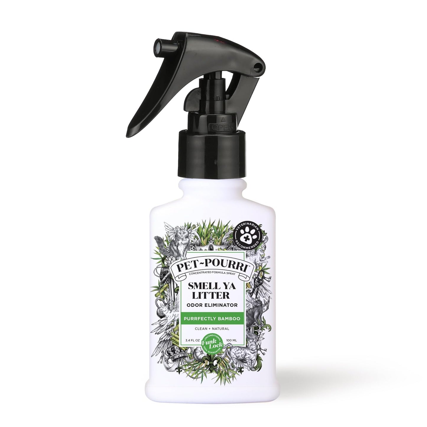 Poo-Pourri Purrfectly Bamboo 3.4oz Cat & Home Deodorizer Spray – Cat & Dog Odor Remover – Plant Based Ingredients – Vet Recommended – Great for Air, Carpet, Litter Box, Pee, Urine & Strong Pet Odors