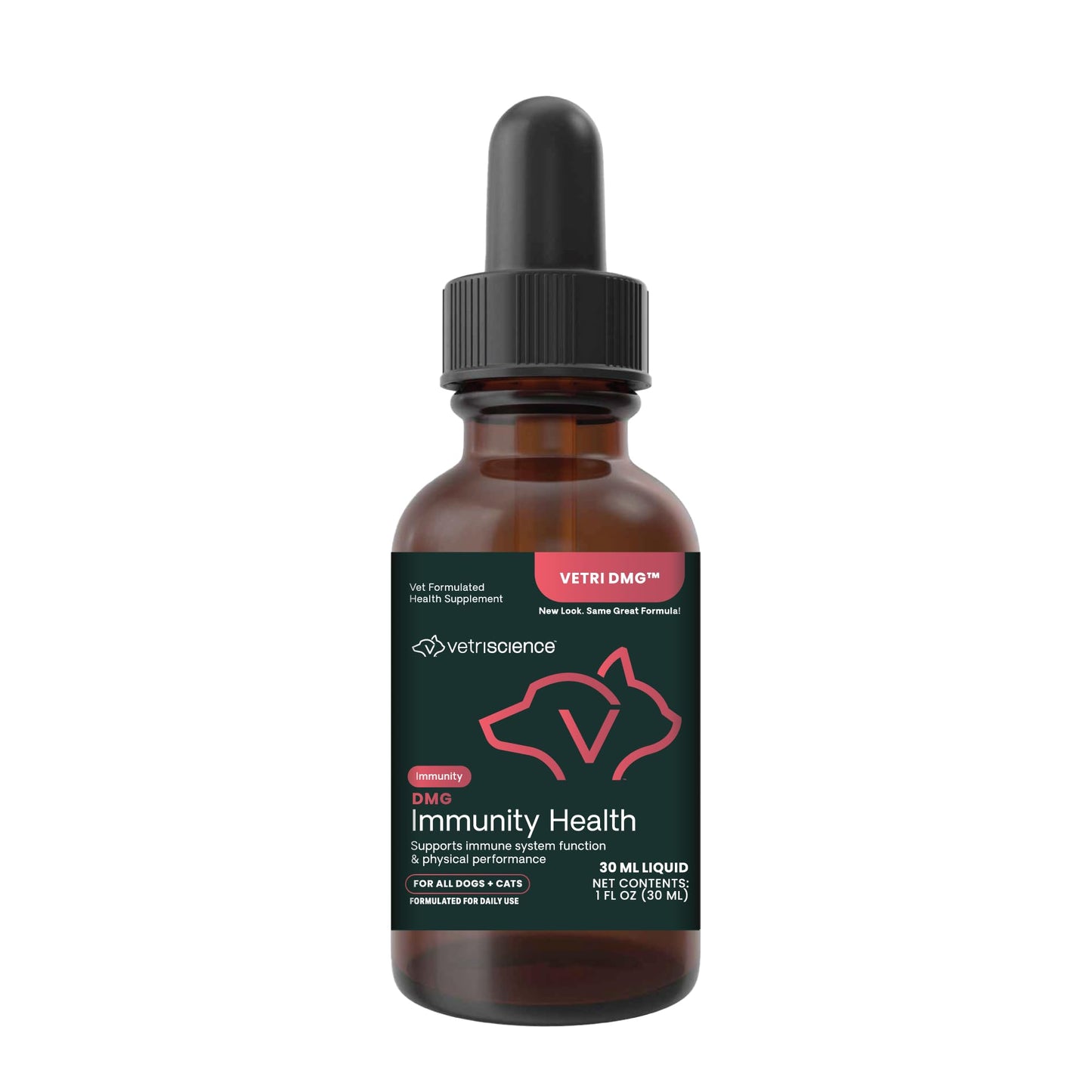 VetriScience DMG Immunity Health Easy-Dose Liquid, Vetri DMG Immune Support Supplement for Cats and Dogs, Hypoallergenic, Support Performance, Stamina, Immune Response, 30 ml