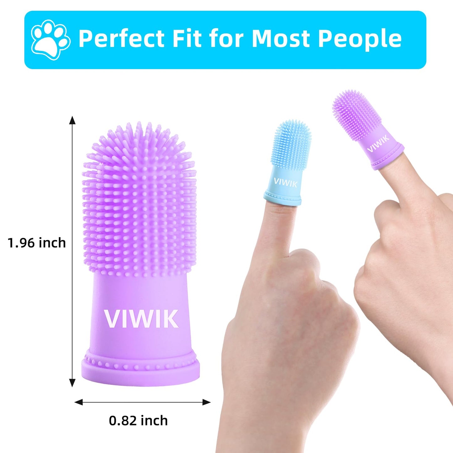 VIWIK 4Pack Dog Toothbrush Kit - Cat Finger Toothbrush for Small to Large Dogs & Puppies, Dental Care & Teeth Cleaning