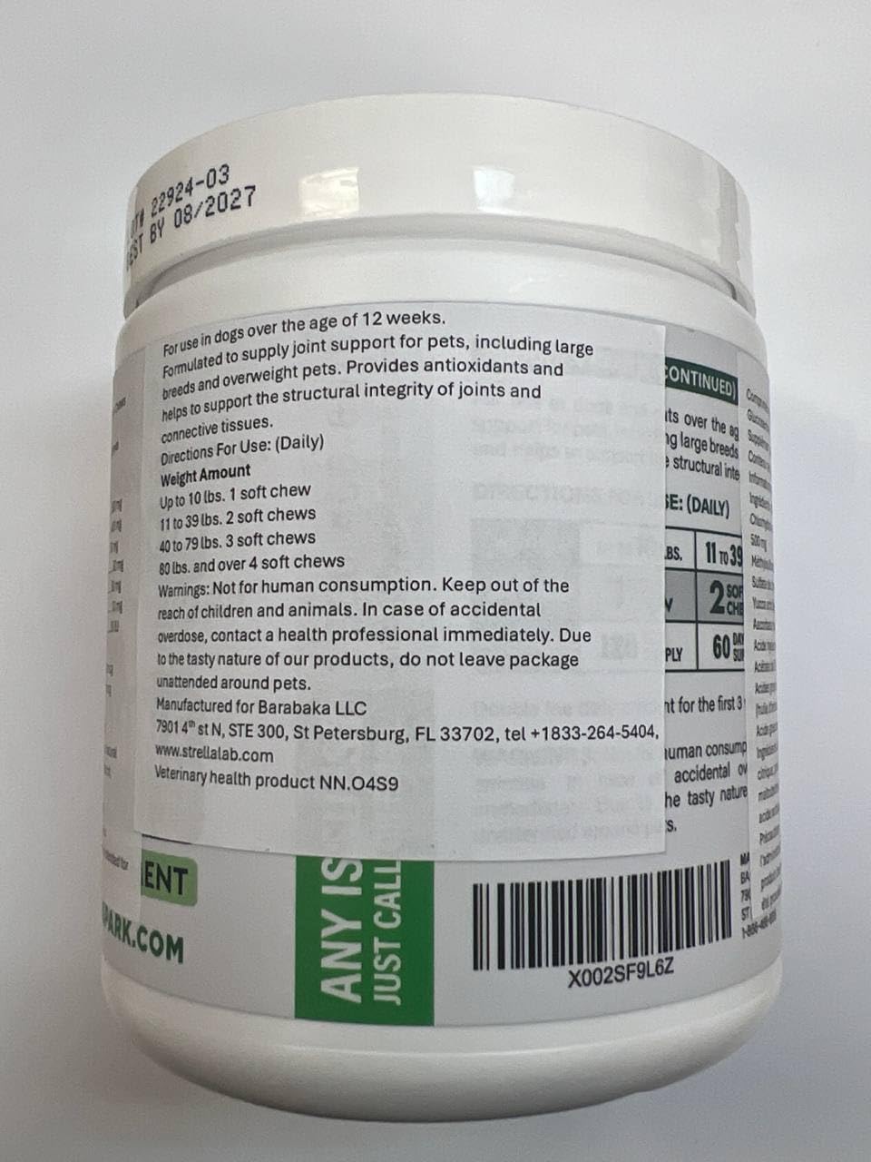 Bark&Spark Glucosamine Chondroitin Dog Hip & Joint Supplement - Joint Pain Relief - Hip & Joint Chews - Joint Support Large Small Breed - Senior Doggie Vitamin Pill Joint Health (180 Treats - Chicken)