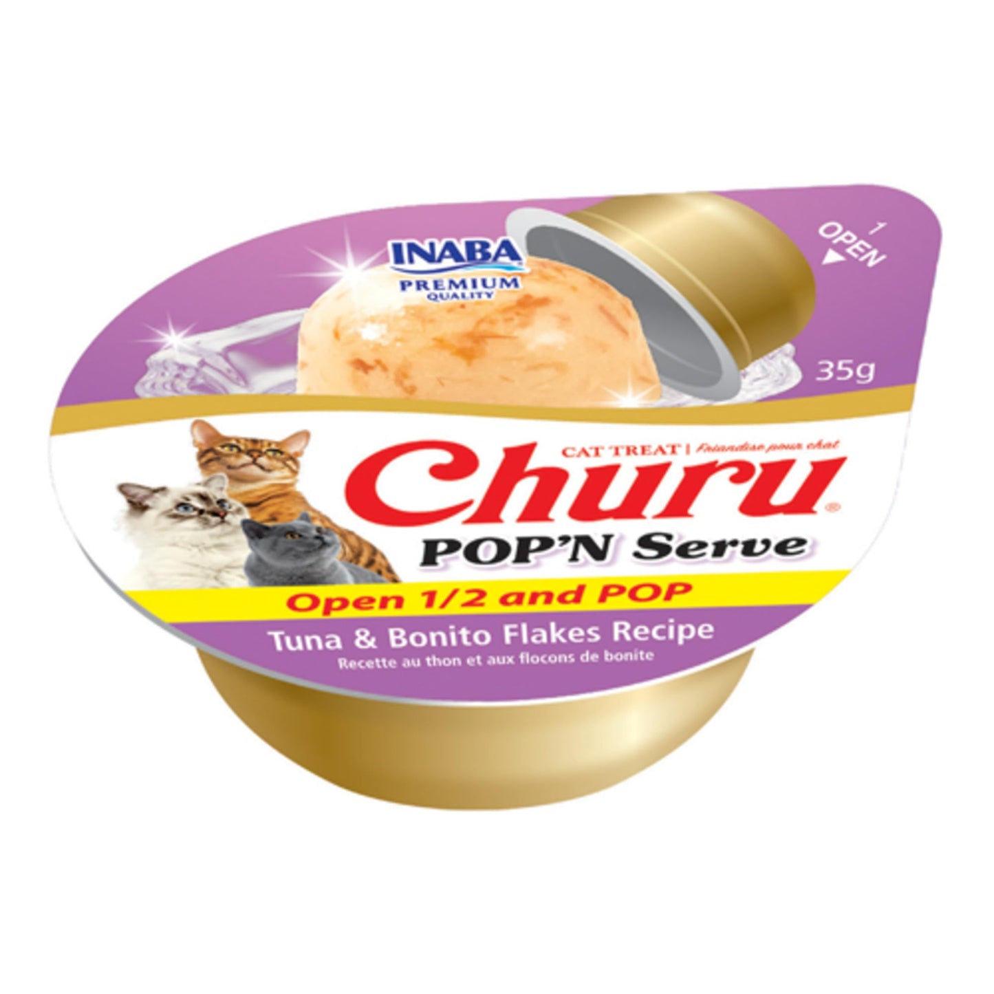INABA Churu Pop'N Serve Jelly Cat Treat with Vitamin E & Taurine, 1.2 Ounce Cup, 8 Cups, Tuna & Bonito Flakes Recipe