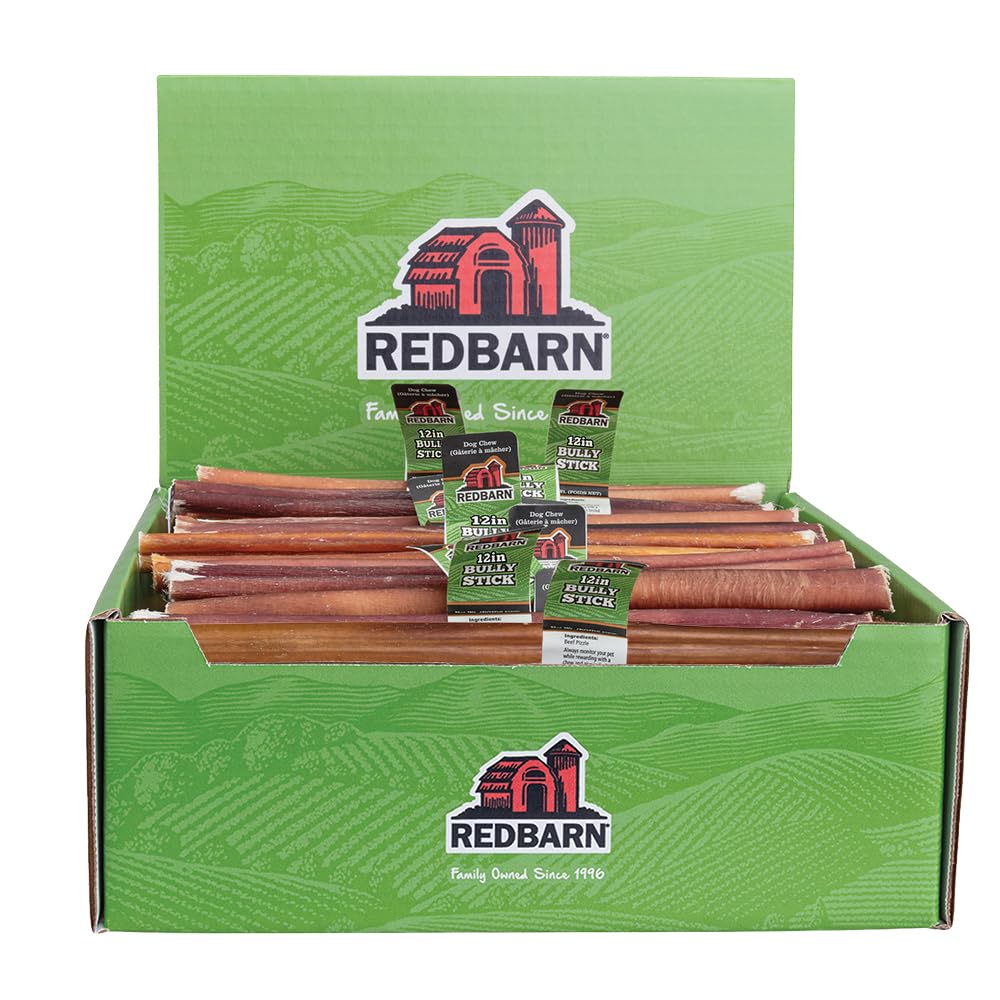 Redbarn Pet Products 12" Bully Sticks for Dogs, Case of 35