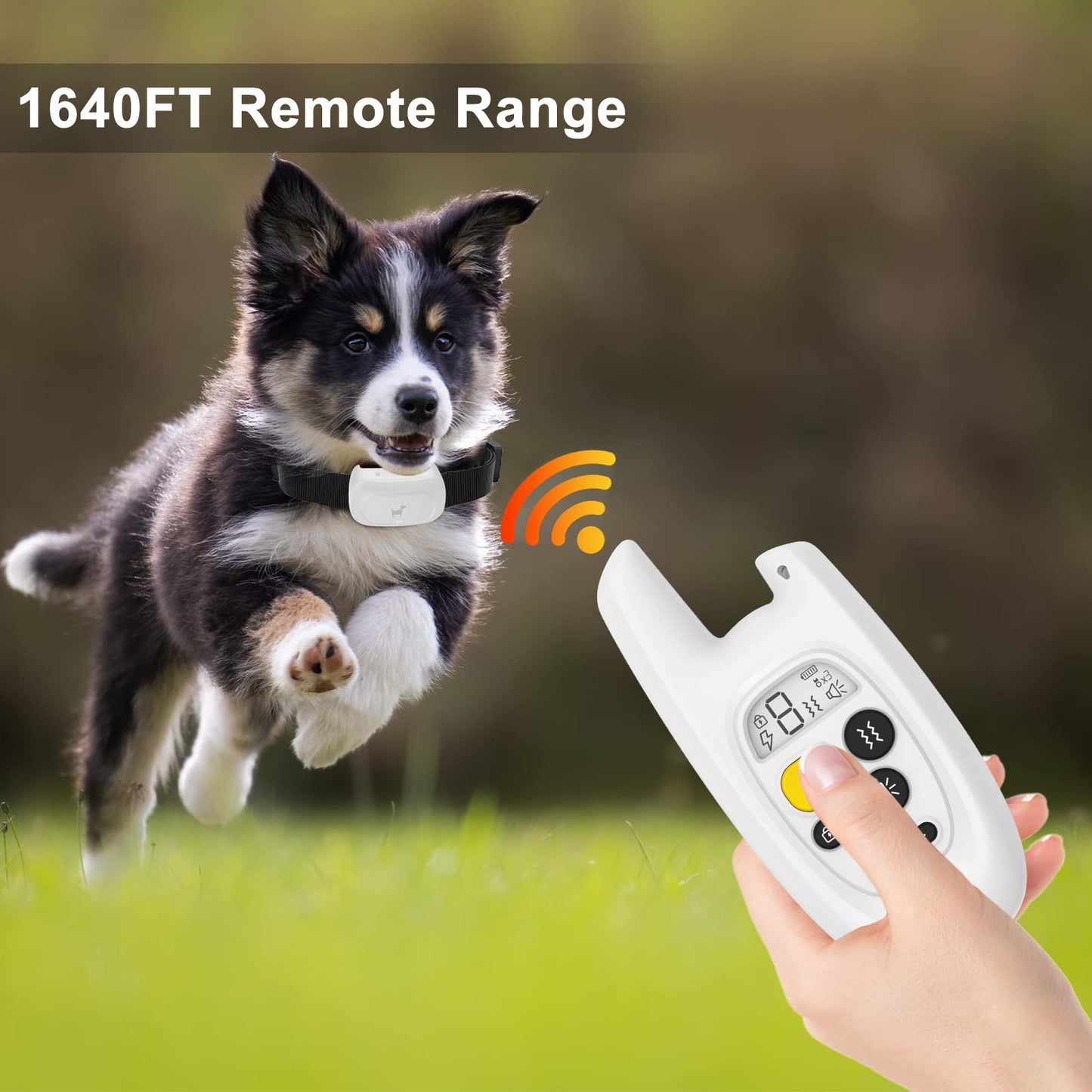 VIWIK Shock Collar for Large Medium Small Dogs, Rechargeable Dog Training Collar with Remote 1600FT, Electric IPX7 Waterproof Bark Collar W/Beep, Vibration, Shock and Keypad Lock White