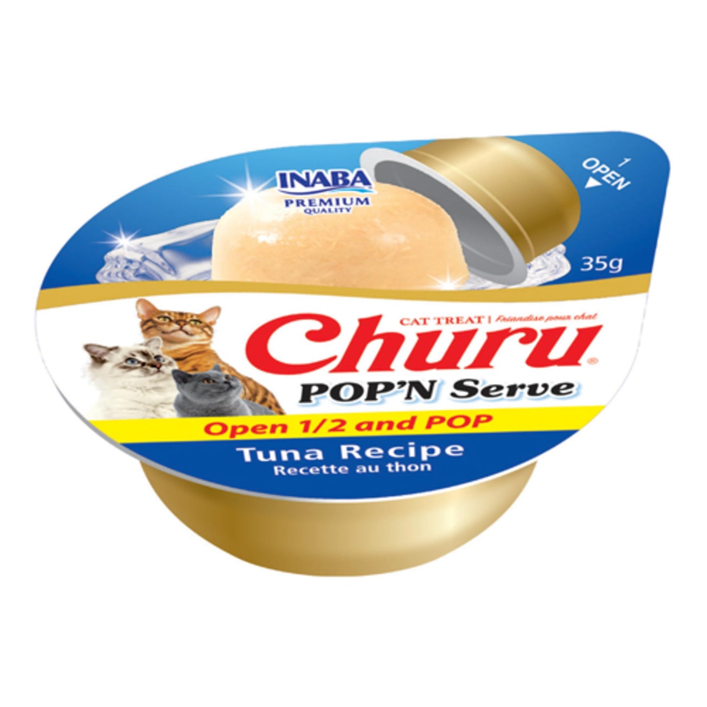 INABA Churu Pop'N Serve Jelly Cat Treat with Vitamin E & Taurine, 1.2 Ounce Cup, 8 Cups, Tuna Recipe