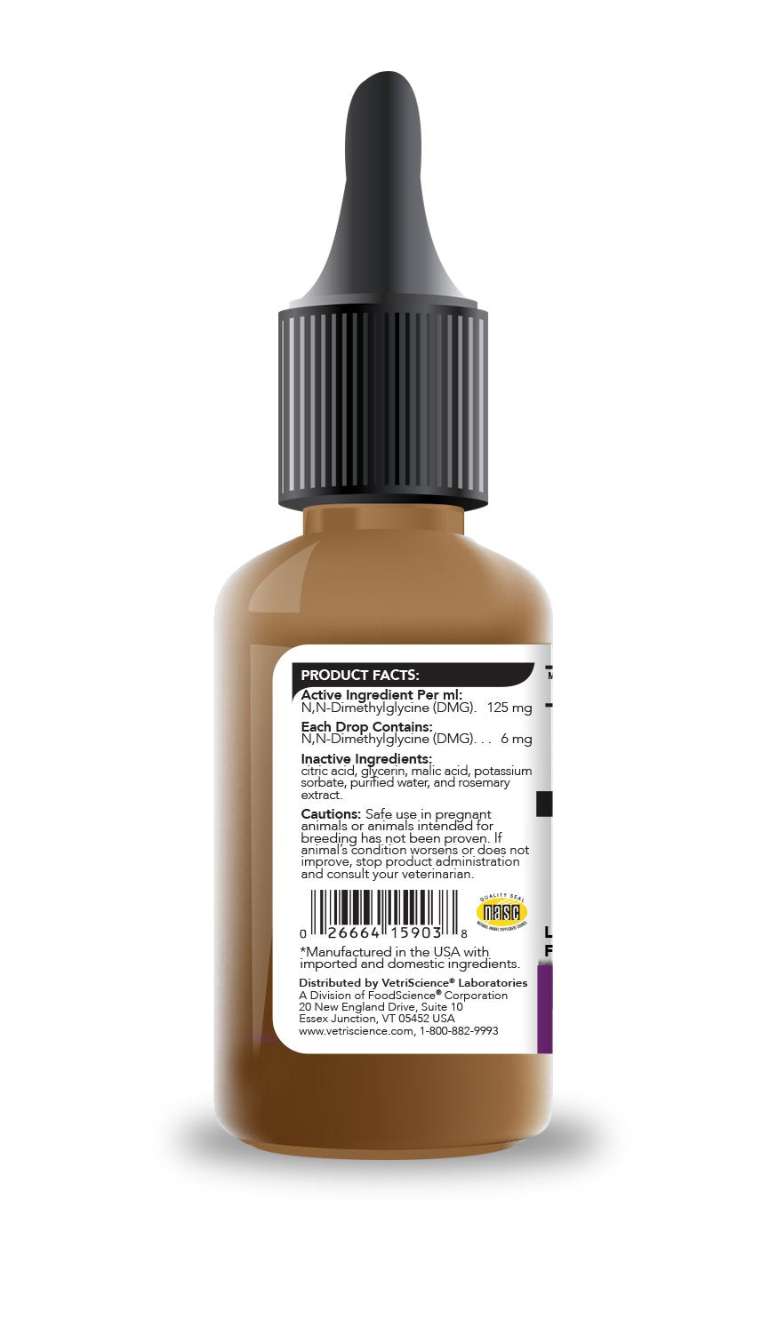VetriScience DMG Immunity Health Easy-Dose Liquid, Vetri DMG Immune Support Supplement for Cats and Dogs, Hypoallergenic, Support Performance, Stamina, Immune Response, 30 ml