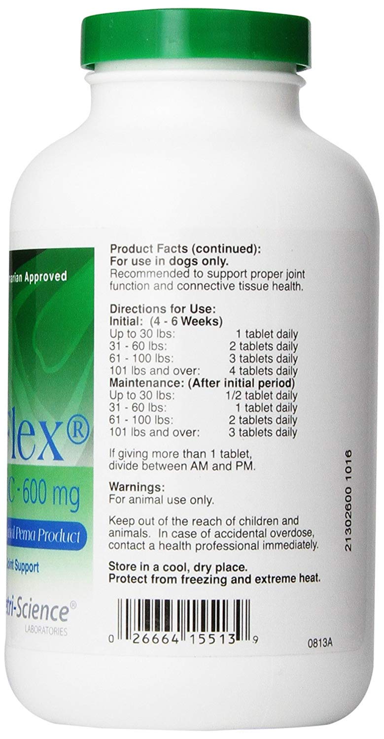 VetriScience GlycoFlex Classic Hip and Joint Supplement with Green Lipped Sea Mussel for Dogs, 600 Mg, 300 Chewable Tablets