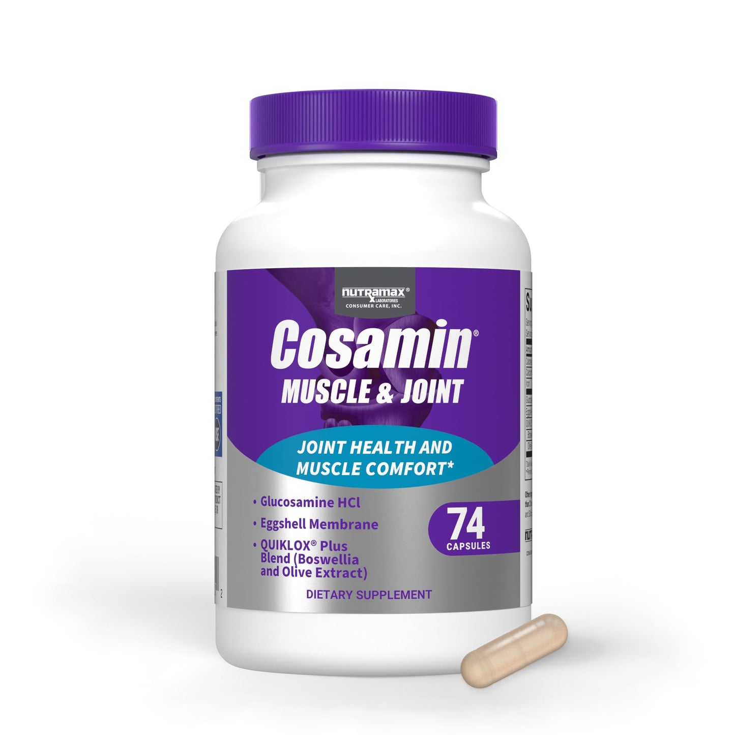 Nutramax Cosamin® Muscle & Joint, Works to Decrease Cartilage Breakdown, Protects Joints, and Reduces Muscle Soreness, 74 Capsules