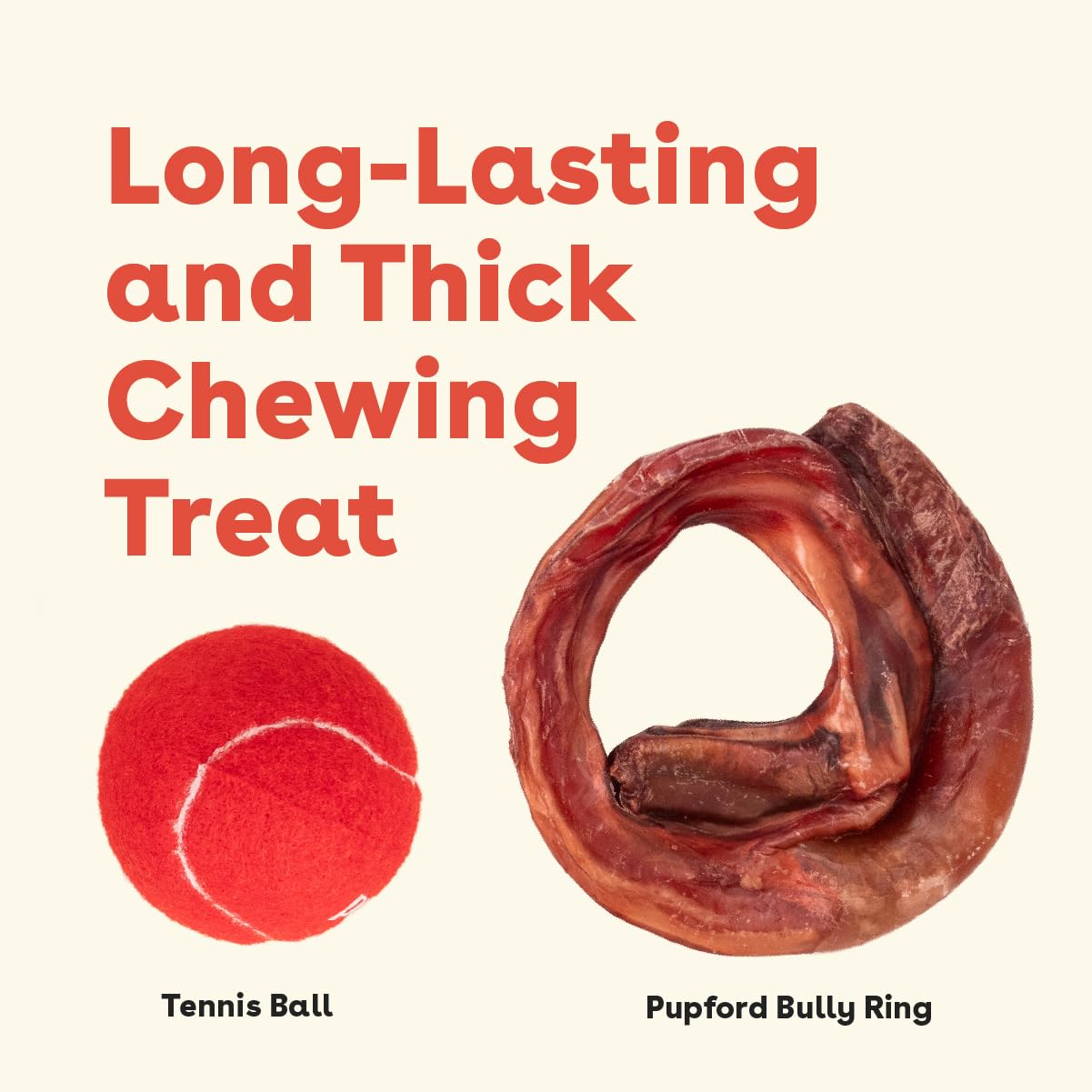 Pupford Bully Stick Rings for Puppies & Dogs, Long-Lasting Beef Dog Chew Treats, 3 Pack