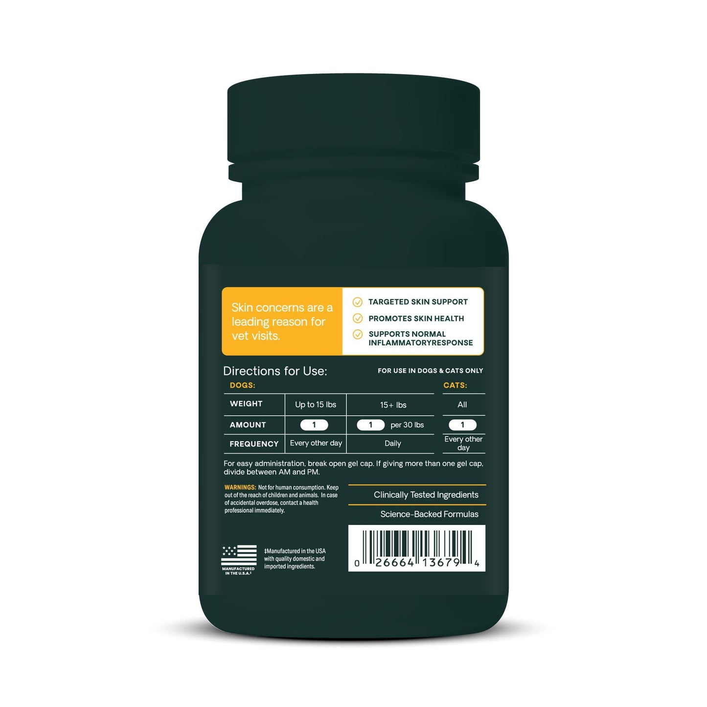 VetriScience Healthy Skin Omega 3, 6, 9 Fish Oil Supplement for Dogs and Cats, 90 Gel Capsules - Supports Healthy Skin & Coat, Immune Health, and Joint Mobility