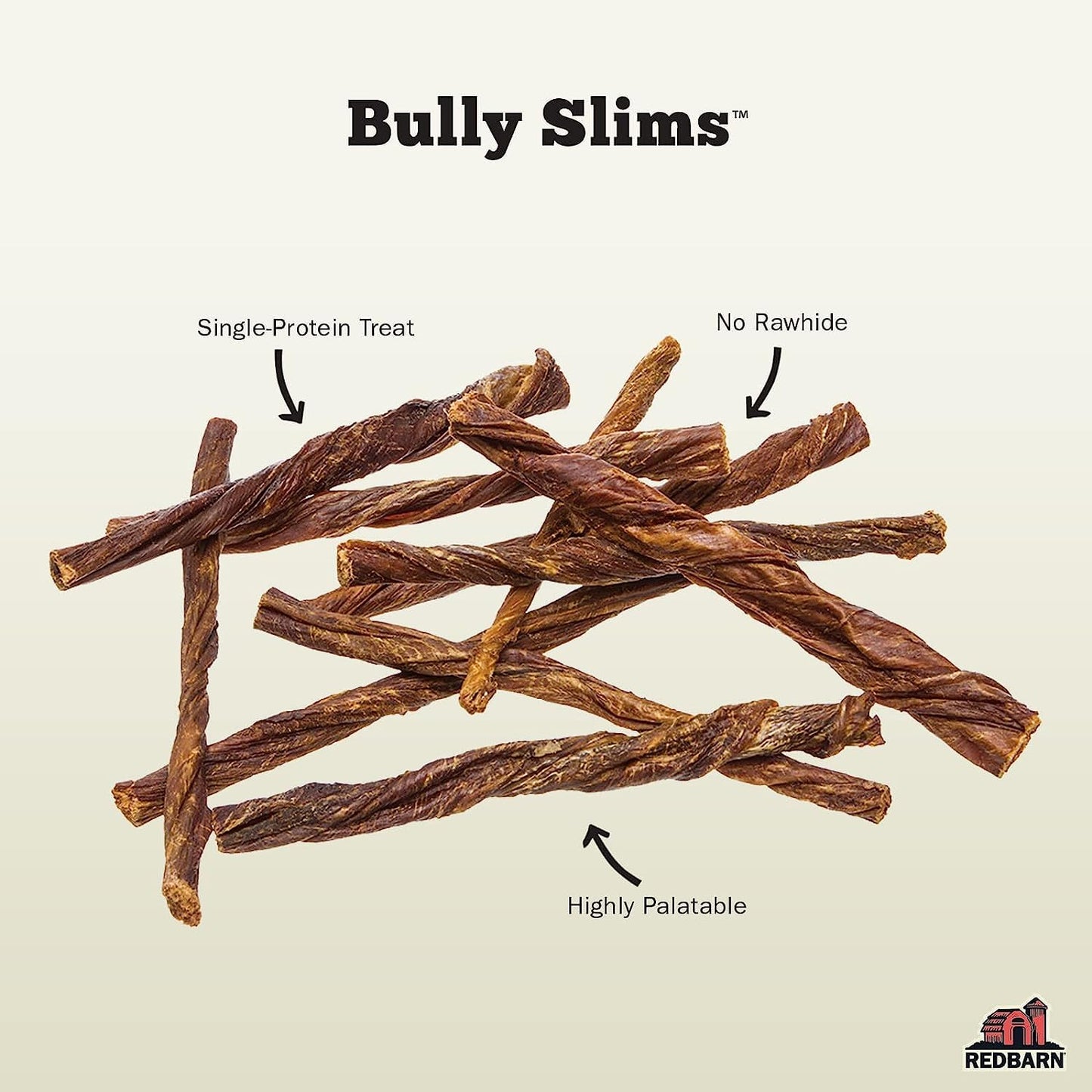 Redbarn Pet Products Natural Bully Slims Beef Chews for Dogs - 4.7 Oz Case of 10 Bags - Natural, Grain-Free, Highly Palatable, Highly Digestible Esophagus Treats