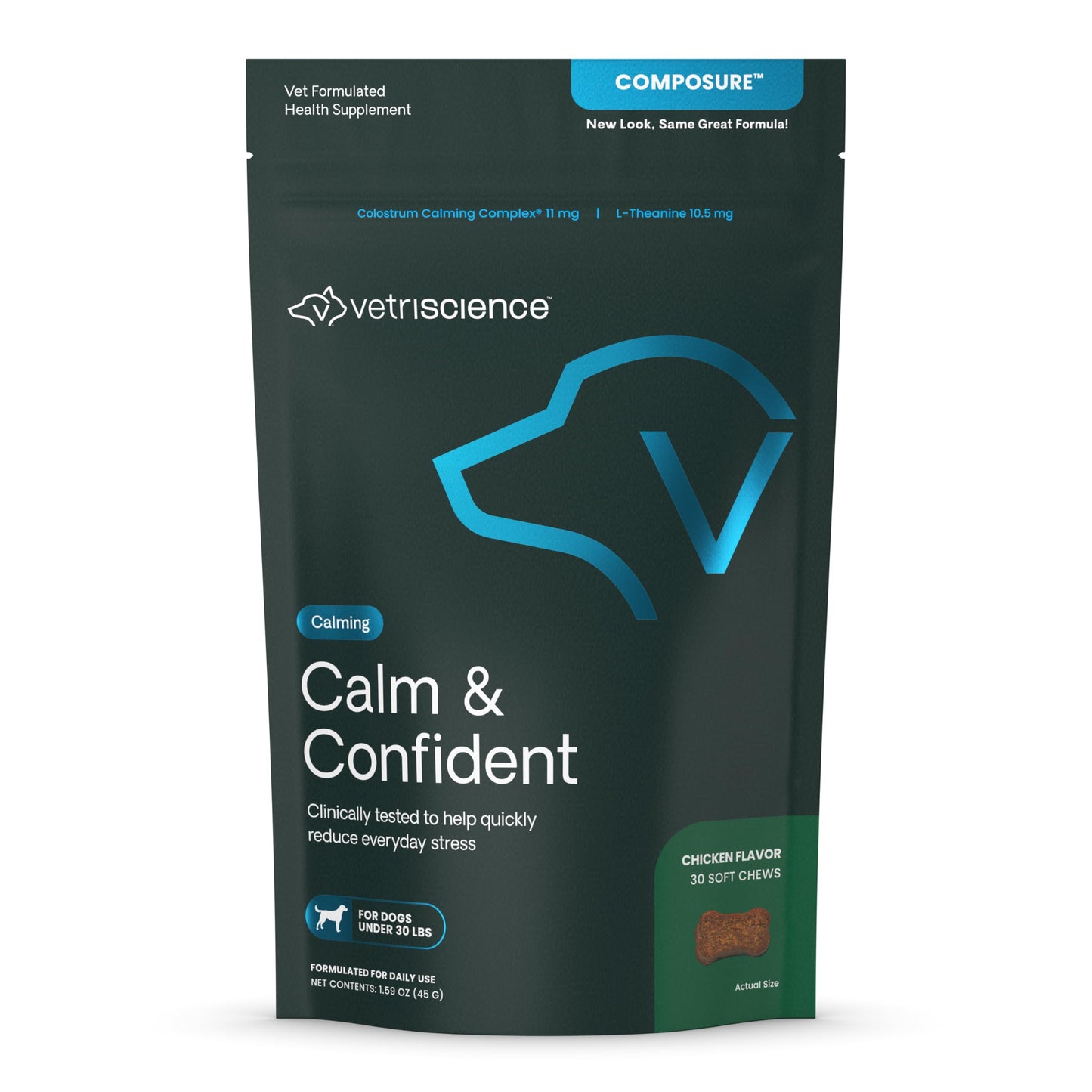 VETRISCIENCE Composure Calming Treats for Small Dogs and Puppies Anxiety, Separation Stress, Thunder and Barking - Yummy Chews Pets Love, 30 Chews