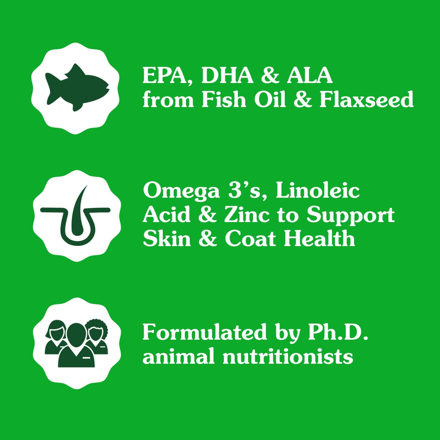 Greenies Supplements Dog Skin and Coat Supplements with Fish Oil & Omega 3 Fatty Acids, Chicken Flavor, 7.37 oz. 40-Count