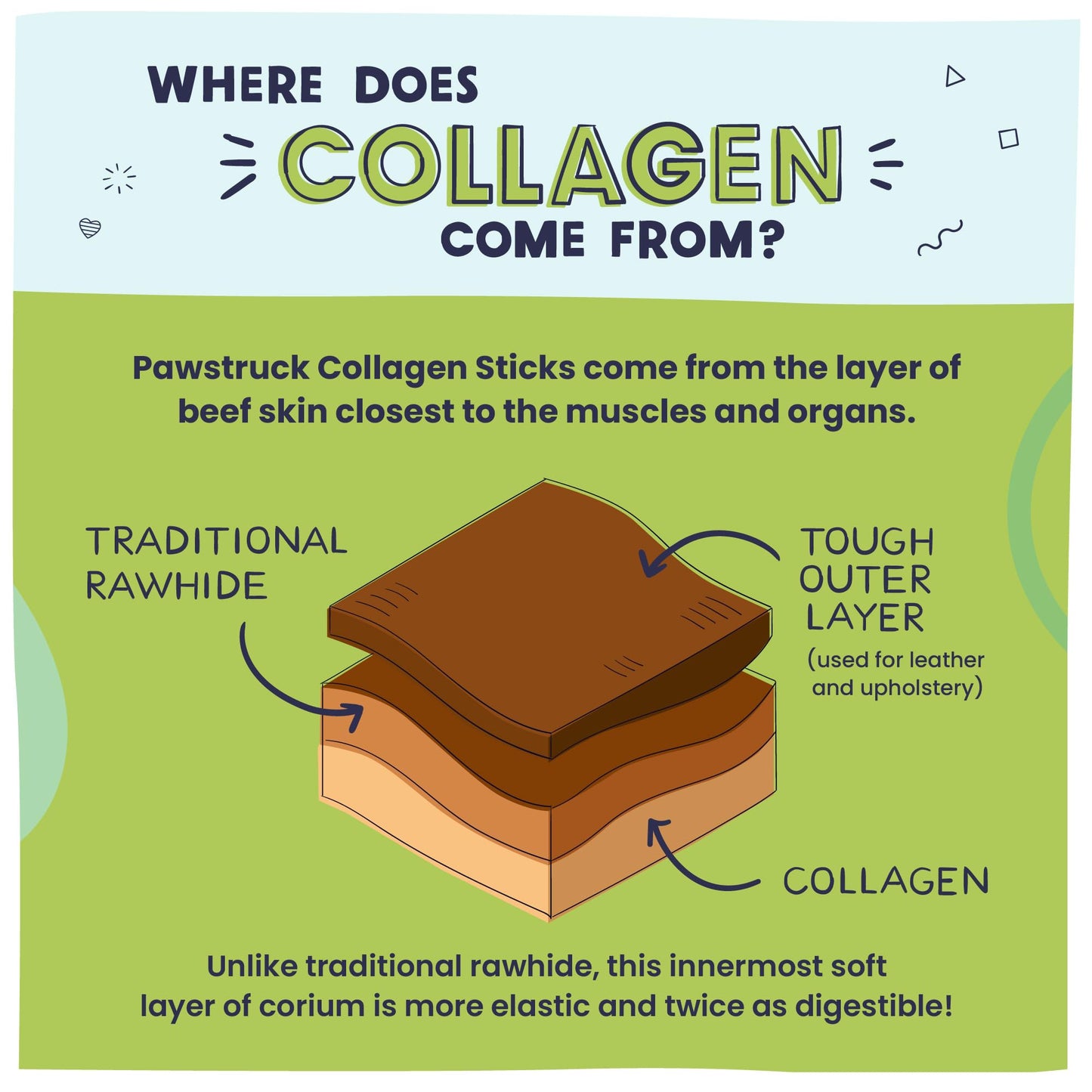 Pawstruck Natural Large 12" Beef Collagen Sticks for Dogs – Long-Lasting Rawhide Alternative, High Protein Treats with Chondroitin & Glucosamine – 5 Pack
