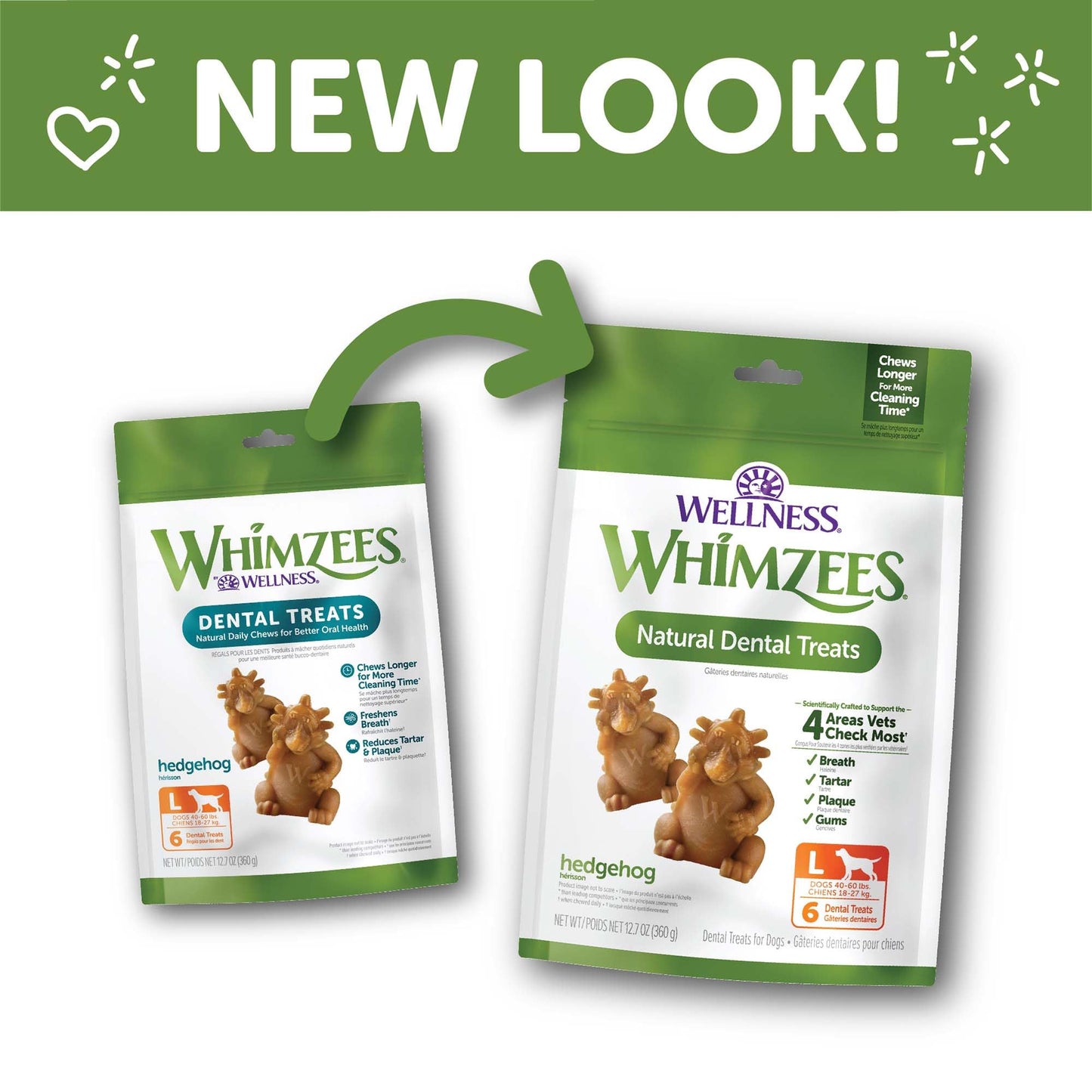 Wellness WHIMZEES Hedgehog Dog Dental Treats, Natural Chews, Large Size, (6 Count)