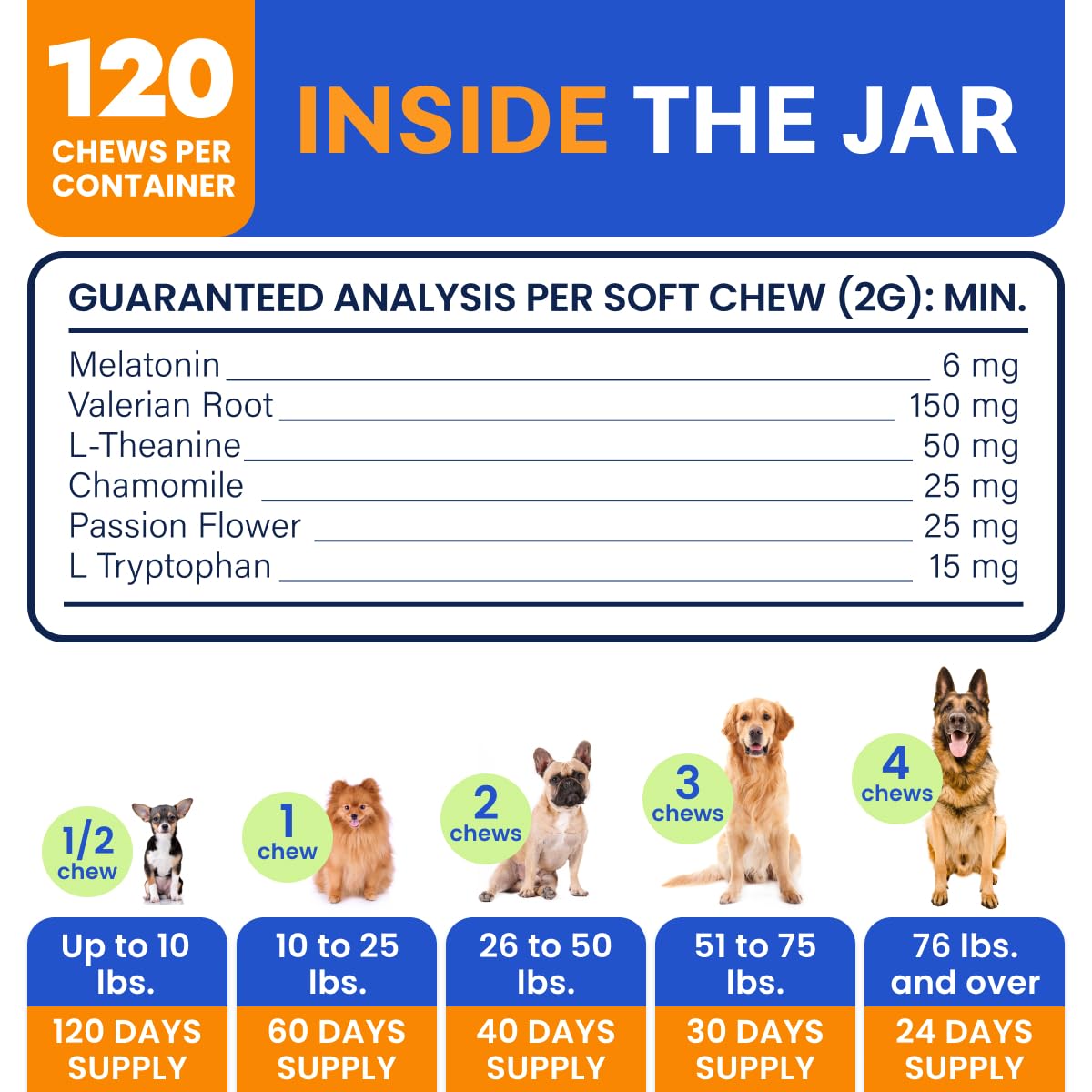 (Extra Strength) Calming Melatonin for Dogs Sleep - 6mg Dog Melatonin Chews for Small & Large Dogs, Puppy Melatonin Treats - Calming Aid for Dogs - Medium Doggie Sleeping Pills - 120 Treats