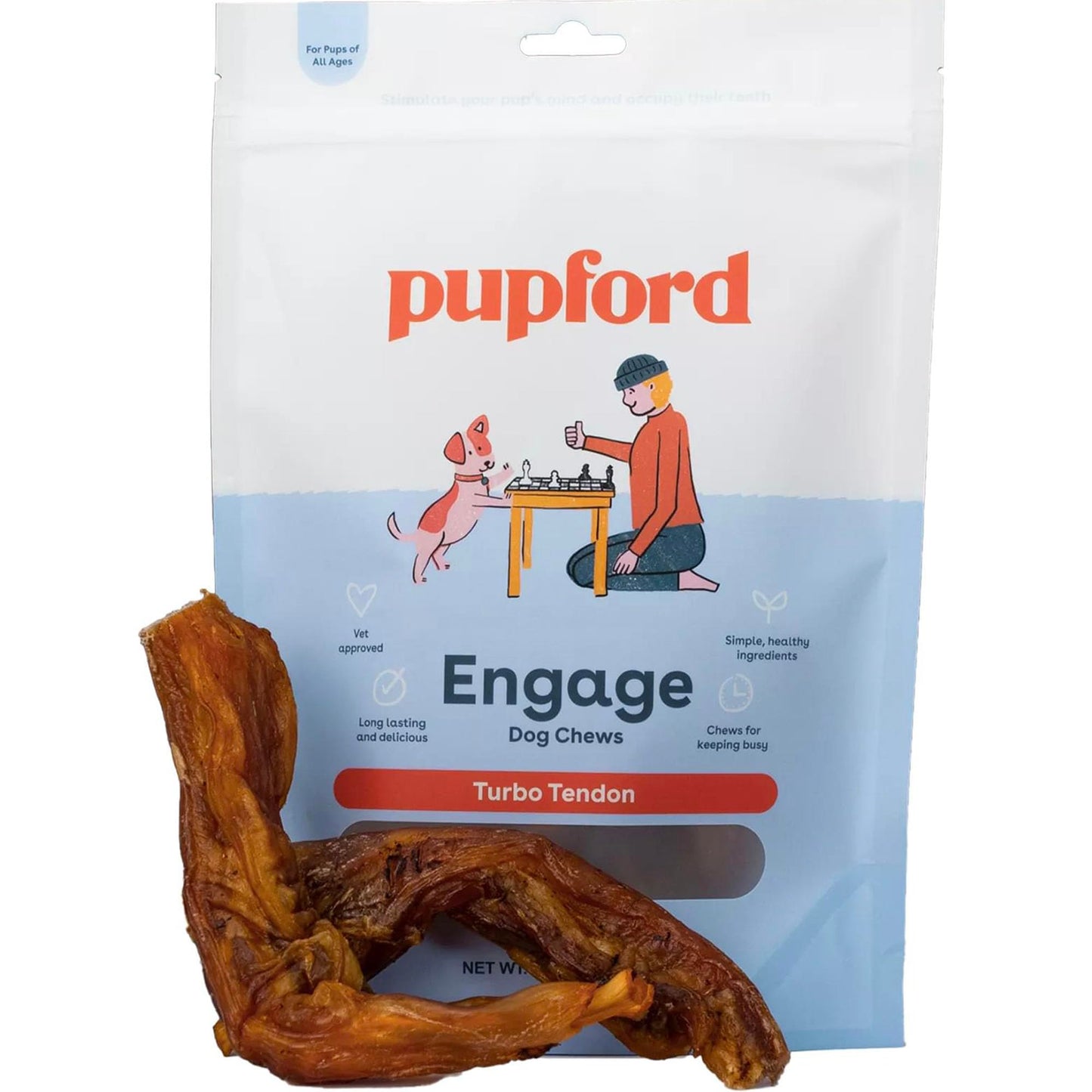 Pupford Turbo Beef Tendon Chews for Dogs & Puppies, All-Natural Dog Chew with Glucosamine for Joint Health, Long-Lasting Toy, Great for Teething (5 Count)