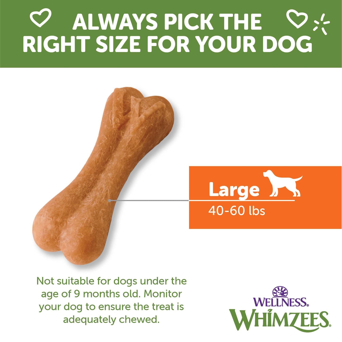 Wellness WHIMZEES Ricebone Dog Dental Treats, Natural Chews, Large Size, (9 Count)