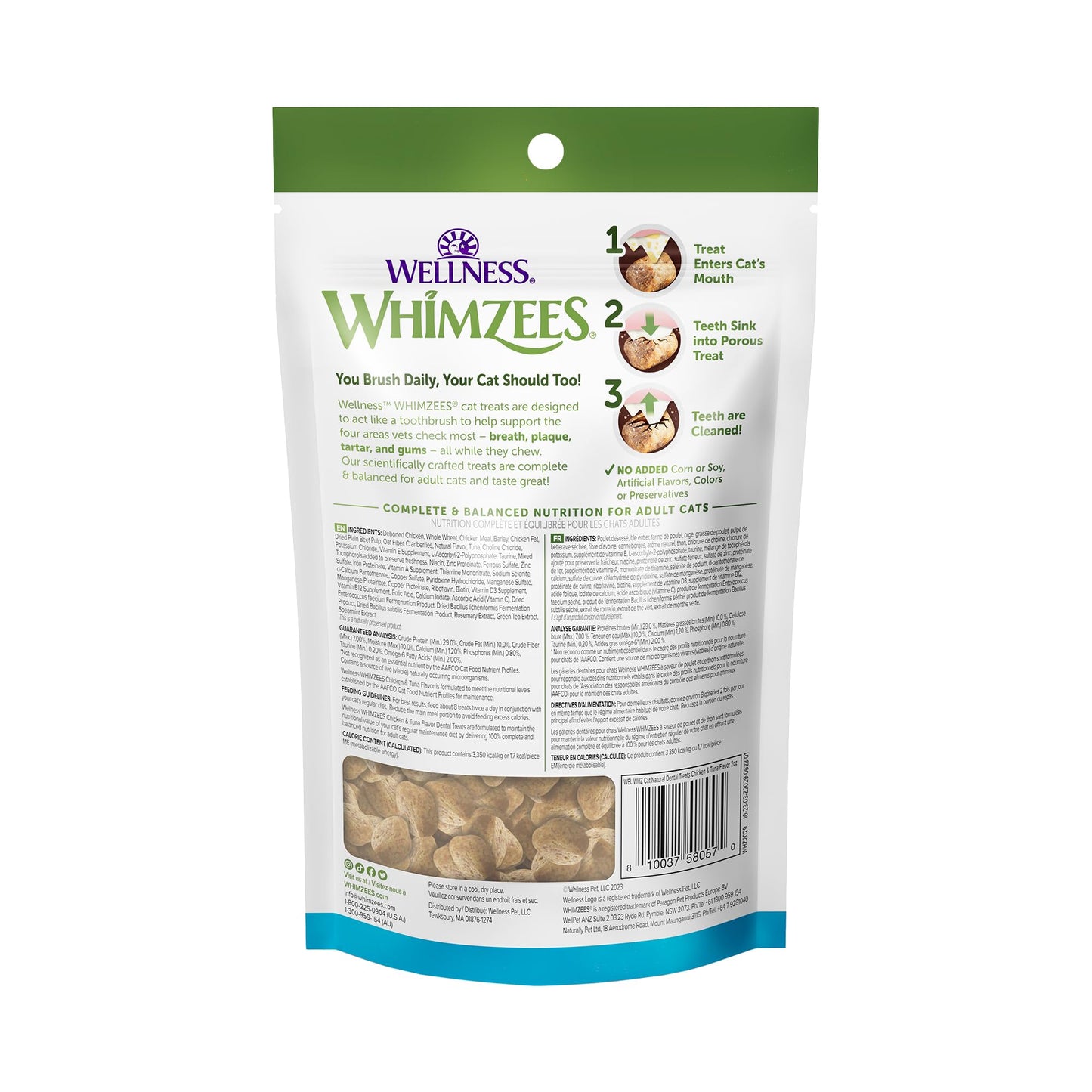 WHIMZEES Wellness Cat Dental Treats, Natural Chews, Chicken and Tuna Flavor, (2 Ounce Bag)