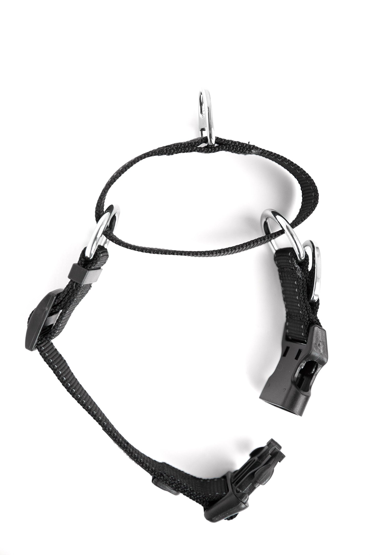 Mighty Paw Martingale Nylon Training Collar - Martingale Collar Dog - Limited Slip Design for Controlled Training - Reflective Stitching for Safety - Black Collars - Medium Size