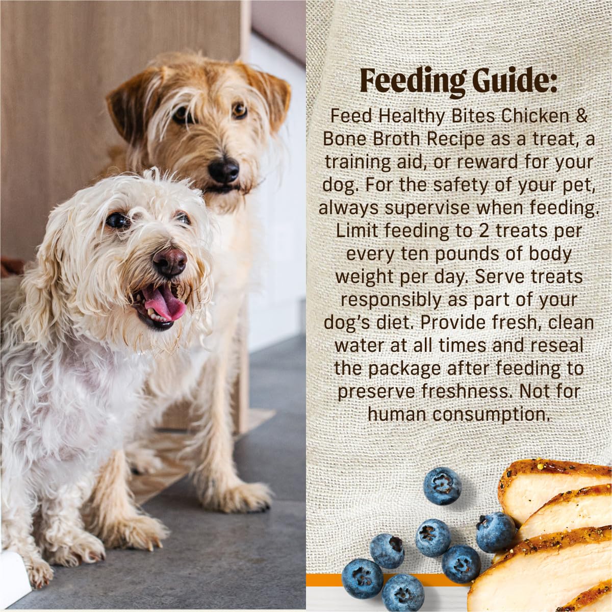 Healthy Bites Grain Free Dog Treats, Soft Treats With Bone Broth for Dogs, Chicken And Bone Broth Recipe - 16 oz. Pouch