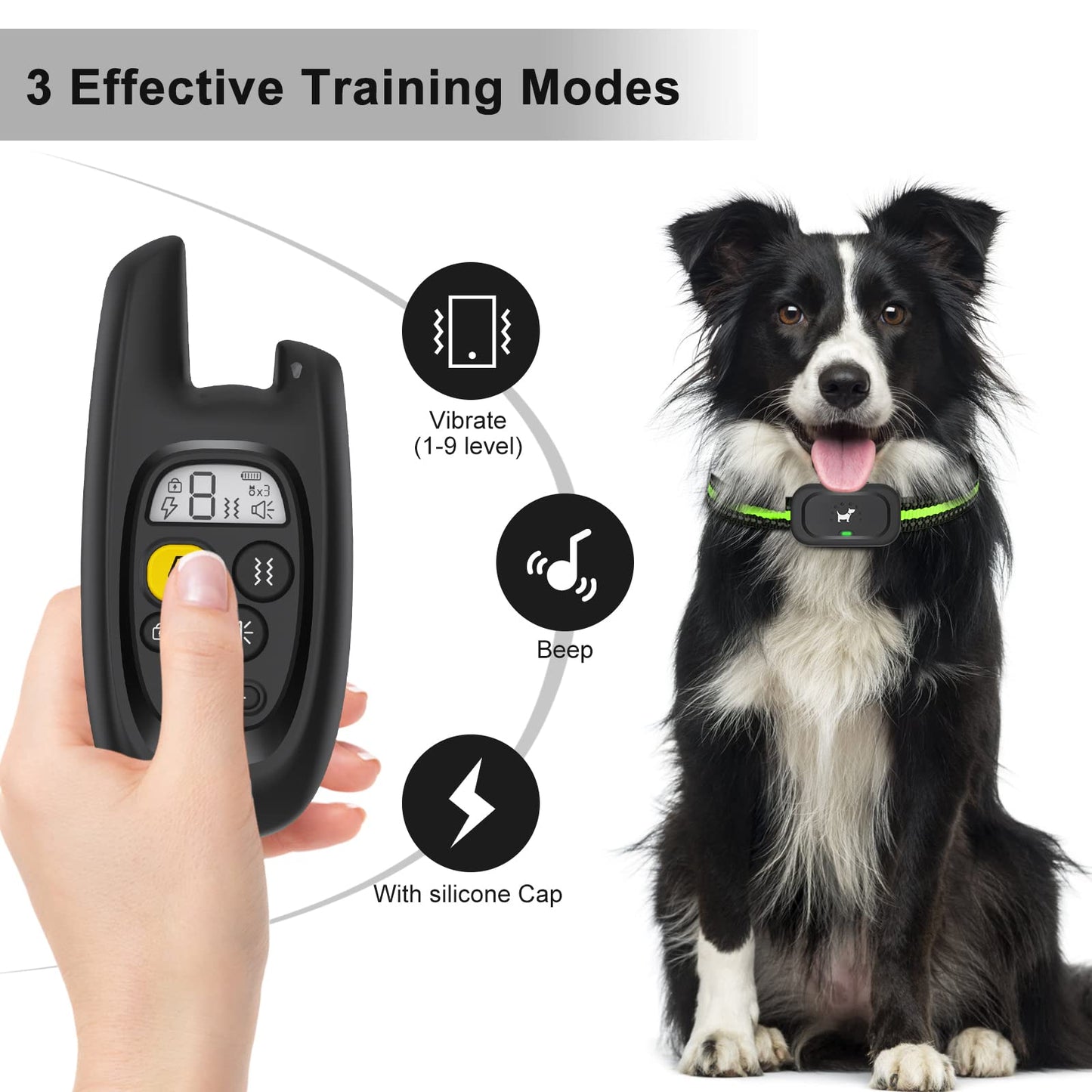 VIWIK Dog Shock Collar with Remote 1600FT, Dog Training Collar, Rechargeable Shock Collar for Large Medium Small Dogs, Electric Waterproof Bark Collar W/Beep, Vibration, Shock and Keypad Lock Black