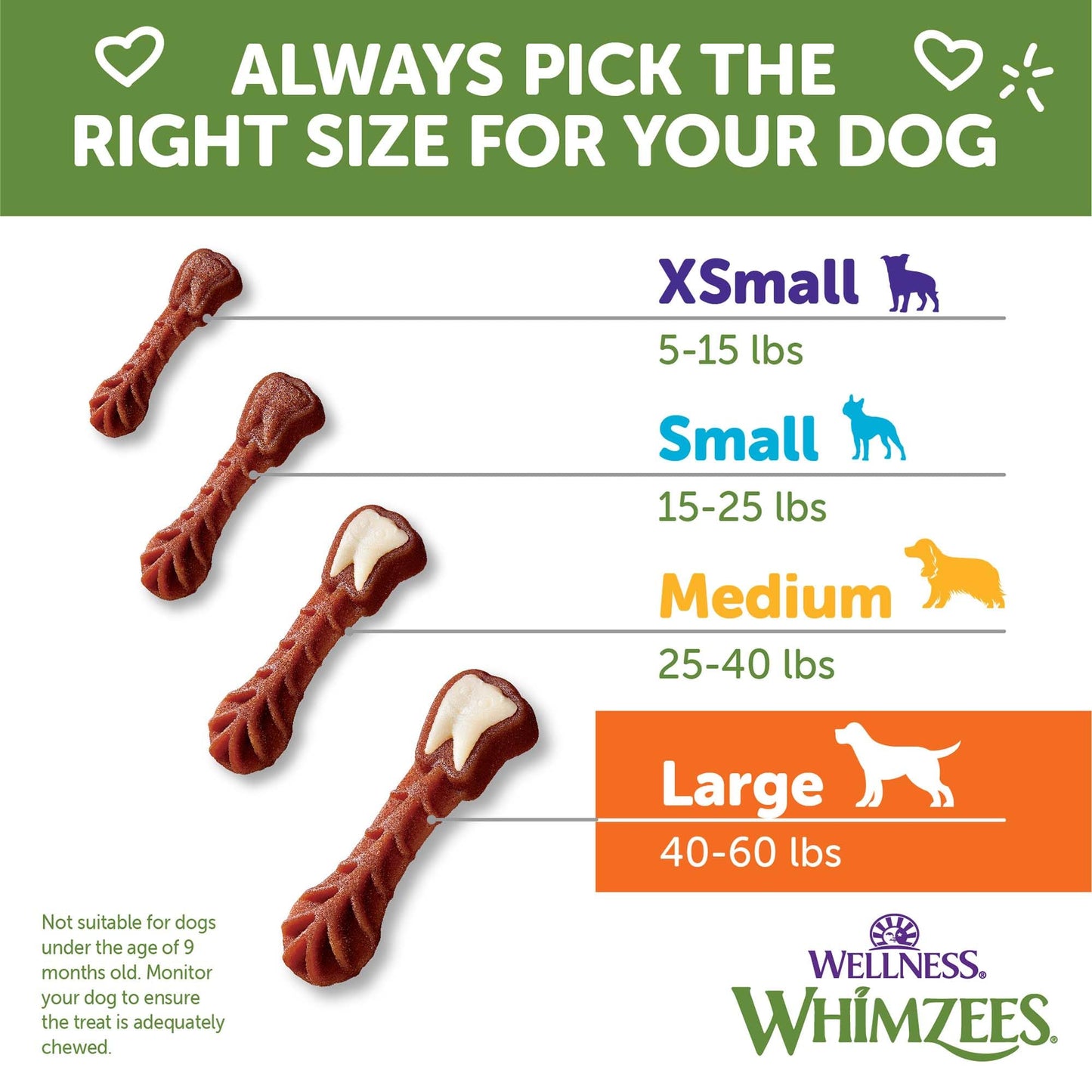Wellness WHIMZEES Brushzees Dog Dental Treats, Natural Chews, Large Size Stick, (6 Count)