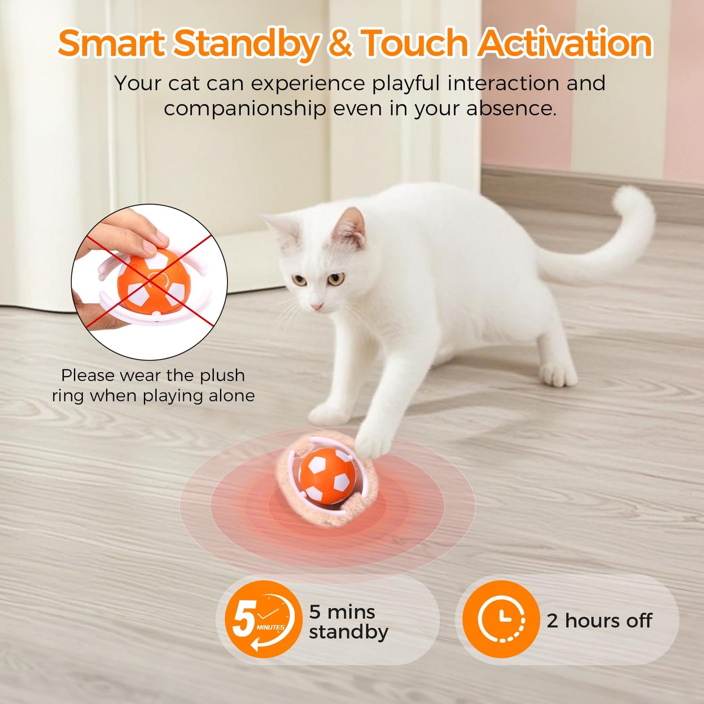 VIWIK Interactive Cat Toys for Indoor Cats, Hide and Seek Mouse Catching Game Cat Ball Toy, Automatic Motion Activated Kitten Toys, Low Noise Fast Rolling Ball in Play Mat for Bored Adult Cats