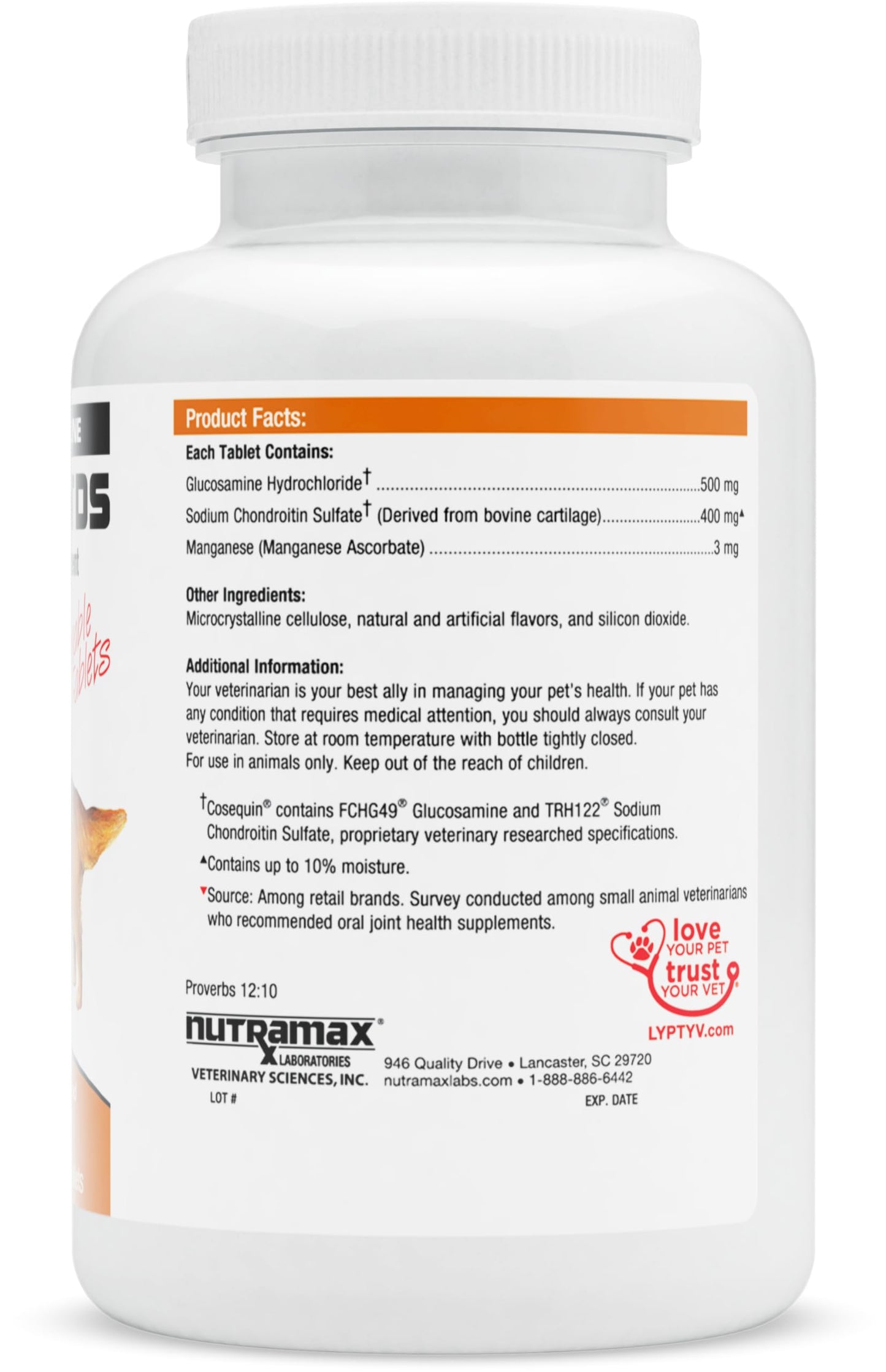 Nutramax Cosequin DS Joint Health Supplement for Dogs - With Glucosamine and Chondroitin, 250 Chewable Tablets