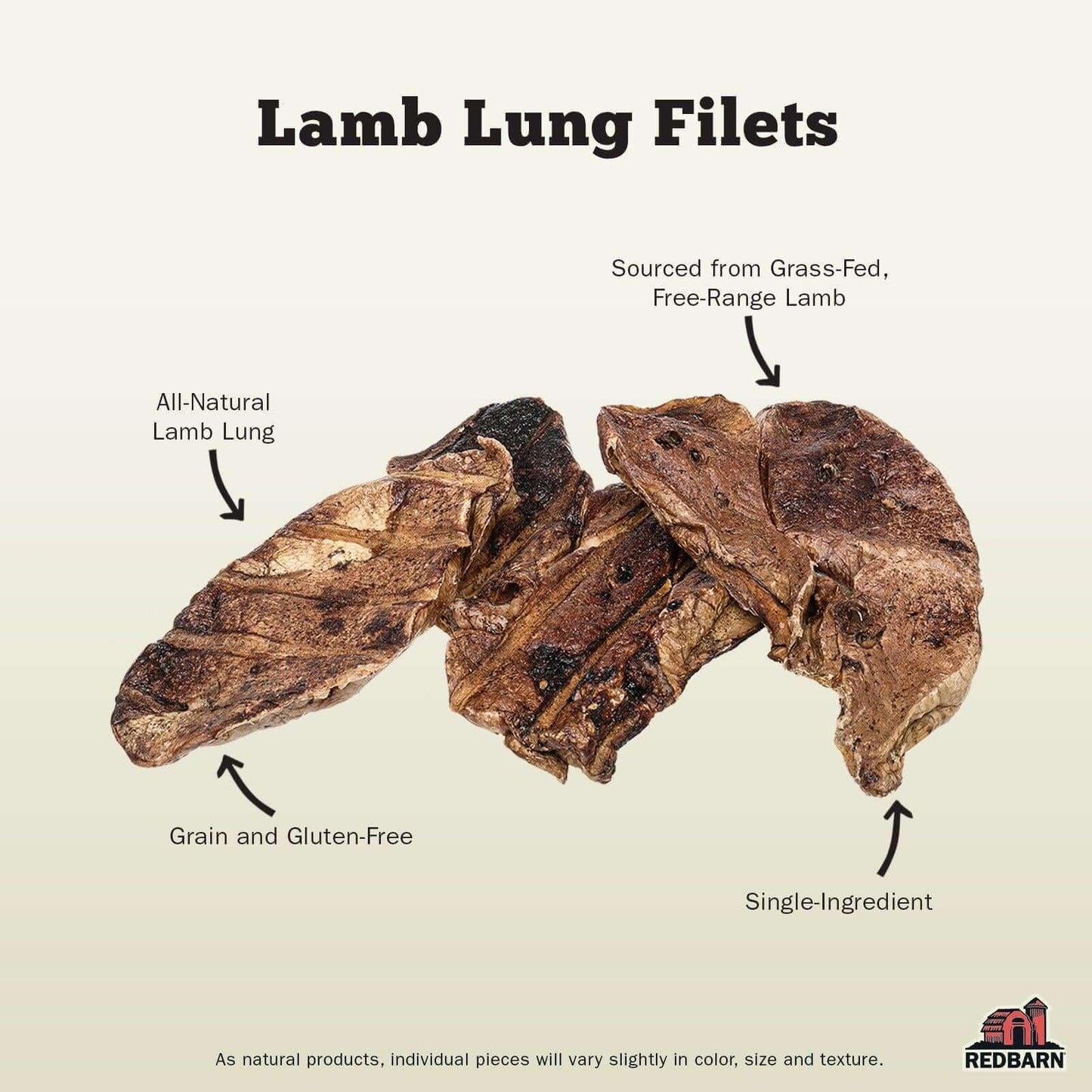 Redbarn Pet Products All-Natural Lamb Lung Filets for Dogs - Premium Grain-Free Single Ingredient Dental Treats - Made in USA with No Artificial Ingredients - 10 oz Bag