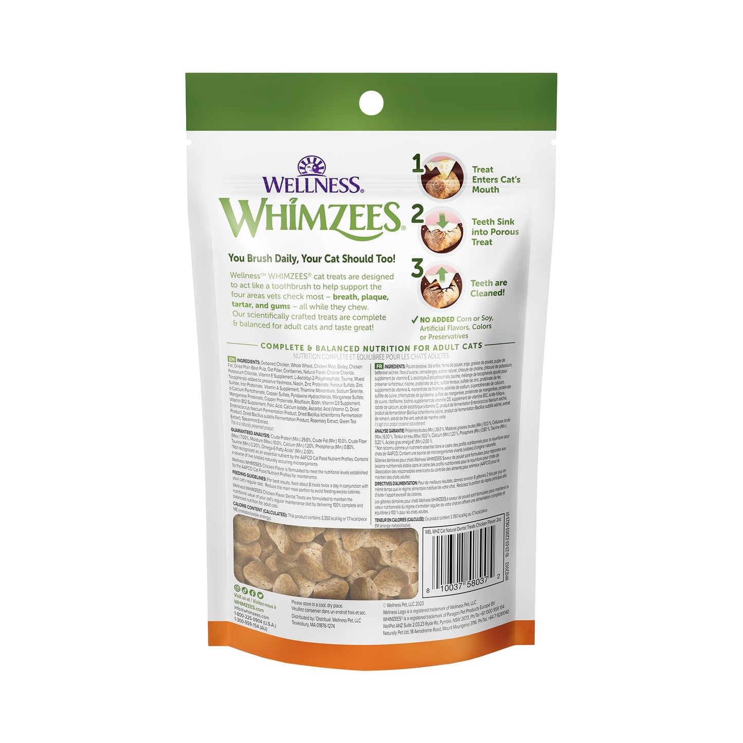 WHIMZEES Wellness Cat Dental Treats, Natural Chews, Chicken Flavor, (2 Ounce Bag)