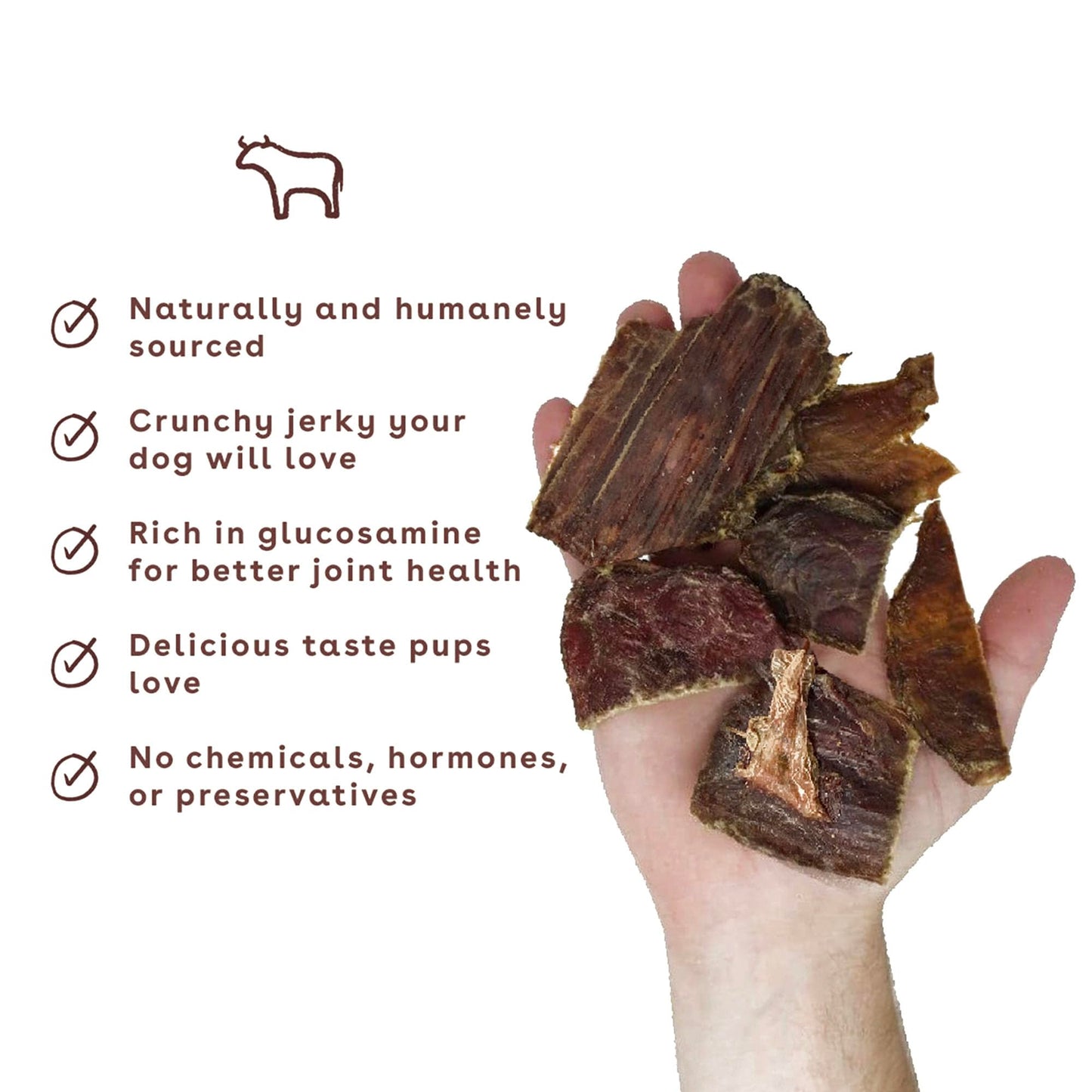 Pupford Crunchy Jerky Treats for Dogs & Puppies, Made in USA, Single Ingredient, No Fillers (Beef, 4 oz)