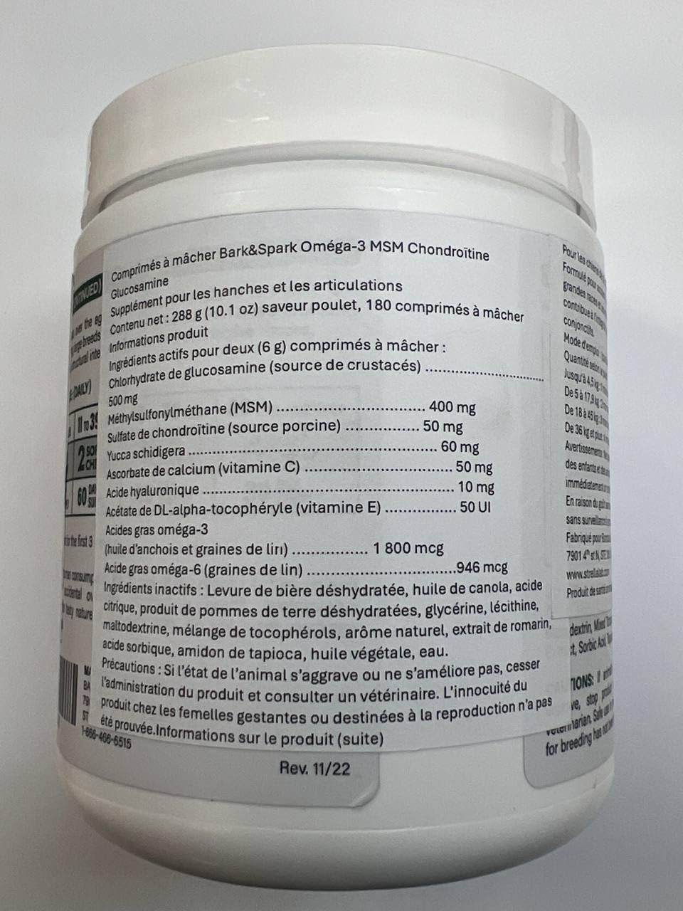 Bark&Spark Glucosamine Chondroitin Dog Hip & Joint Supplement - Joint Pain Relief - Hip & Joint Chews - Joint Support Large Small Breed - Senior Doggie Vitamin Pill Joint Health (180 Treats - Chicken)